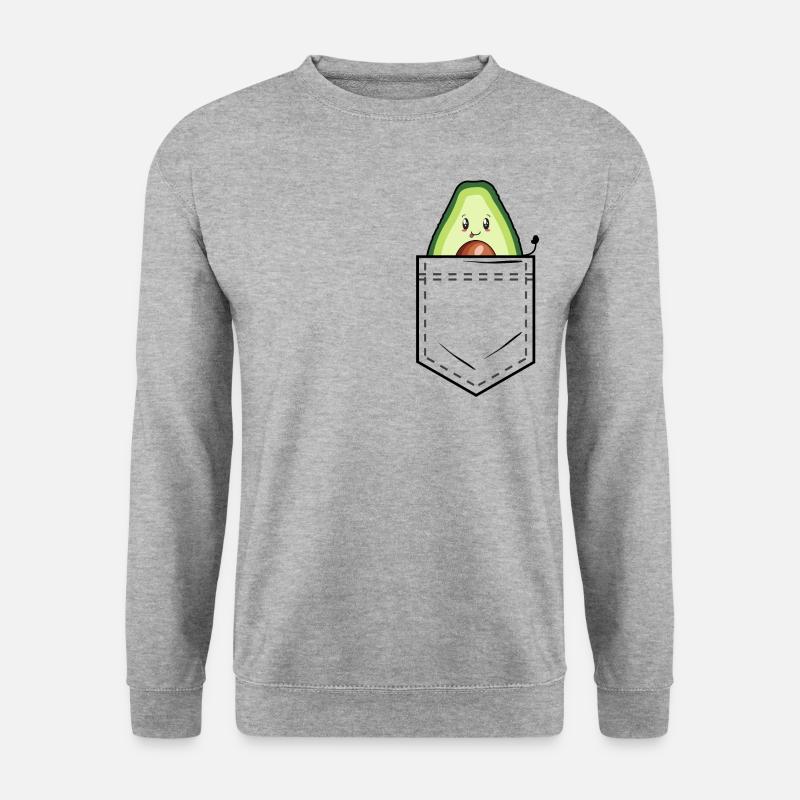 Hemdtasche mit Avocado - Unisex Pullover - Weißgrau meliert