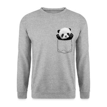 Panda baby in breast pocket shirt pocket pocket - Unisex Sweatshirt - salt & pepper - Front - Alina (178cm) & Michal (187cm)