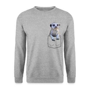 Meerkat Suricate dans la poche poitrine poche de chemise - Sweat-shirt Unisexe - gris chiné - Devant - Alina (178cm) & Michal (187cm)
