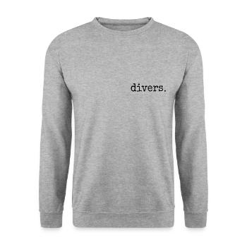 divers. Sei anders, verrückt, vielfältig Statement - Unisex Pullover - Weißgrau meliert - Vorne - Alina (178cm) & Michal (187cm)