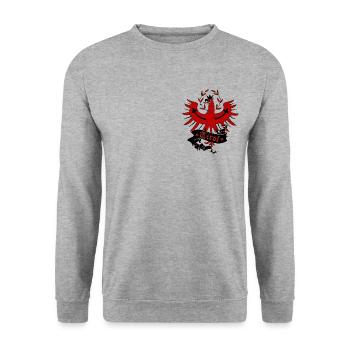 Tirol - Unisex Pullover - Weißgrau meliert - Vorne - Alina (178cm) & Michal (187cm)