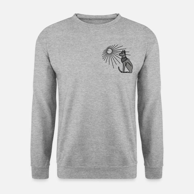 Ägyptisches Katzen Design - Unisex Pullover - Weißgrau meliert