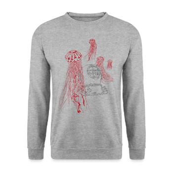 Mute cry from the sea, in black / red - Unisex Sweatshirt - salt & pepper - Front - Alina (178cm) & Michal (187cm)