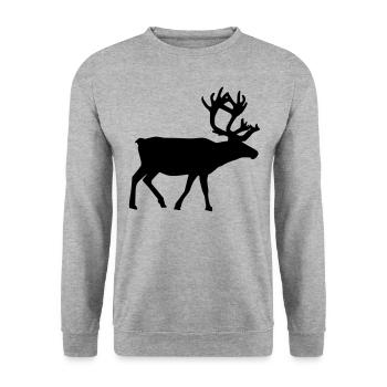 Rentier [black] - Unisex Pullover - Weißgrau meliert - Vorne - Alina (178cm) & Michal (187cm)