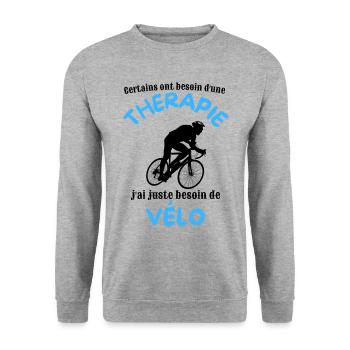 Pas besoin de thérapie juste de vélo cadeau - Sweat-shirt Unisexe - gris chiné - Devant - Alina (178cm) & Michal (187cm)