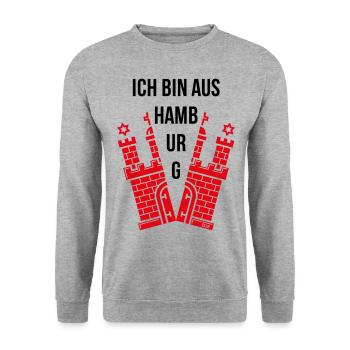 Ich Bin Aus Hamburg (Hamburger / Wappen) - Unisex Pullover - Weißgrau meliert - Vorne - Alina (178cm) & Michal (187cm)