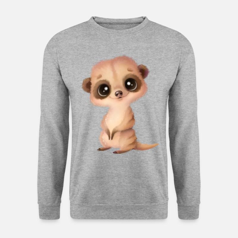 süßes Erdmännchen mit Glubschaugen - Unisex Pullover - Weißgrau meliert