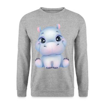 Cute baby hippopotamus with eyes - Baby-Hippo - Unisex Sweatshirt - salt & pepper - Front - Alina (178cm) & Michal (187cm)