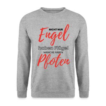 ENGEL haben PFOTEN ... Hund Hunde - Unisex Pullover - Weißgrau meliert - Vorne - Alina (178cm) & Michal (187cm)