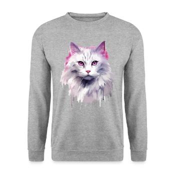 Chat à poil long Chat Blanc Maine Coone Chat de la forêt - Sweat-shirt Unisexe - gris chiné - Devant - Alina (178cm) & Michal (187cm)