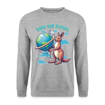 Save Our Planet Koala Kangaroo Earth Day Animal - Unisex Sweatshirt - salt & pepper - Front - Alina (178cm) & Michal (187cm)