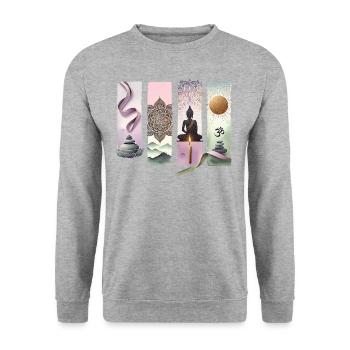 Watercolor Meditation Watercolor Yoga - Unisex Sweatshirt - salt & pepper - Front - Alina (178cm) & Michal (187cm)