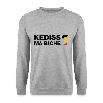 Kediss ma biche ? (Dark) - Sweat-shirt Unisexe - gris chiné - Devant - Alina (178cm) & Michal (187cm)