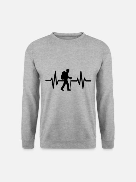 Wandern Herzschlag - Unisex Pullover - Weißgrau meliert