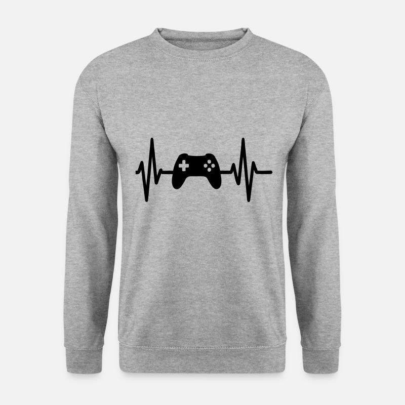 Gaming-Herzschlag - Unisex Pullover - Weißgrau meliert