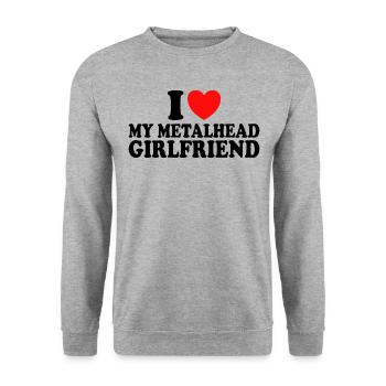 J'Adore Le Metal J'aime Ma Petite Amie Metalleuse - Sweat-shirt Unisexe - gris chiné - Devant - Alina (178cm) & Michal (187cm)