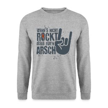 Wenns nicht rockt - für'n Arsch Heavy Metal Rock - Unisex Pullover - Weißgrau meliert - Vorne - Alina (178cm) & Michal (187cm)