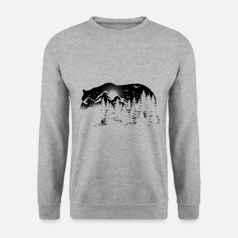 Bär Silhouette - Artenschutz - Lebensraum - Unisex Pullover - Weißgrau meliert