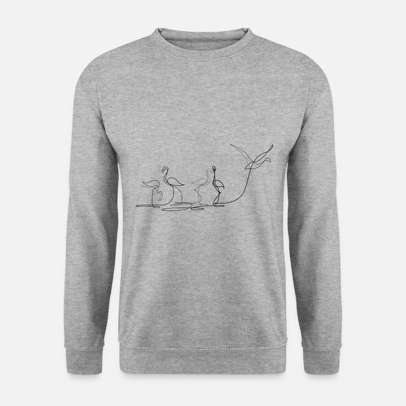 Flamingos - Unisex Pullover - Weißgrau meliert