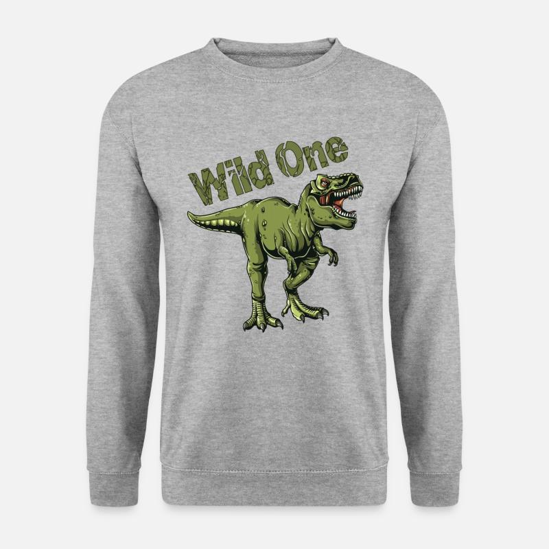 Wilder Dinosaurier - Unisex Pullover - Weißgrau meliert
