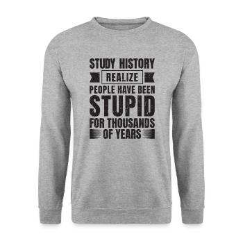 Studieren Sie Die Geschichte Erkennen Sie, Dass - Unisex Pullover - Weißgrau meliert - Vorne - Alina (178cm) & Michal (187cm)