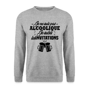 Je ne suis pas alcoolique je subis les invitations - Sweat-shirt Unisexe - gris chiné - Devant - Alina (178cm) & Michal (187cm)