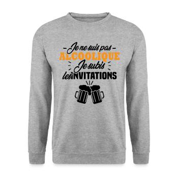 Je ne suis pas alcoolique je subis les invitations - Sweat-shirt Unisexe - gris chiné - Devant - Alina (178cm) & Michal (187cm)