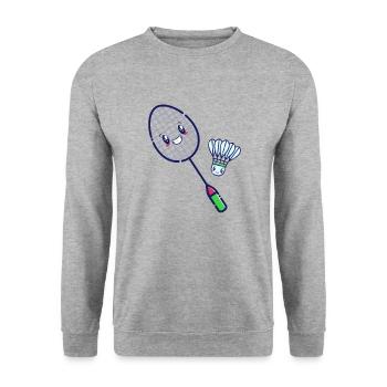 Badminton Kawaii Federballspiel Bälle Federball - Unisex Pullover - Weißgrau meliert - Vorne - Alina (178cm) & Michal (187cm)