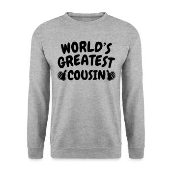 Geschenk für Cousin Best Cousin - Unisex Pullover - Weißgrau meliert - Vorne - Alina (178cm) & Michal (187cm)
