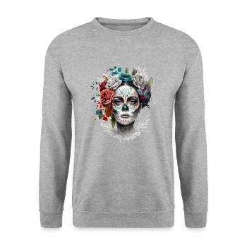 Mexikanische Malerin Kunst - Unisex Pullover - Weißgrau meliert - Vorne - Alina (178cm) & Michal (187cm)