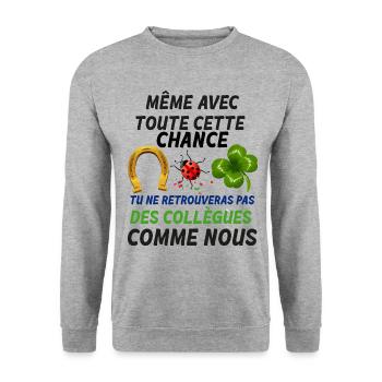 Notre Collègue Bonne Chance Humour Départ - Sweat-shirt Unisexe - gris chiné - Devant - Alina (178cm) & Michal (187cm)