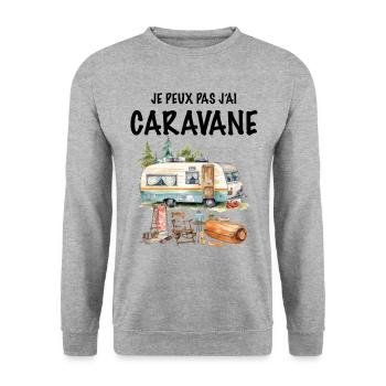 Mann Camping Wohnwagen Wandern Papa Opa Tonton - Unisex Pullover - Weißgrau meliert - Vorne - Alina (178cm) & Michal (187cm)