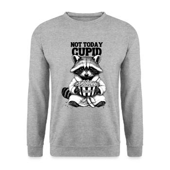 Valentine's Day Raccoon Popcorn Cupid Funny Naughty - Unisex Sweatshirt - salt & pepper - Front - Alina (178cm) & Michal (187cm)