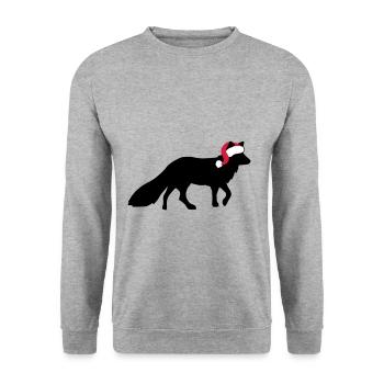 Fuchs Weihnachten - Weihnachtsgeschenk - Unisex Pullover - Weißgrau meliert - Vorne - Alina (178cm) & Michal (187cm)