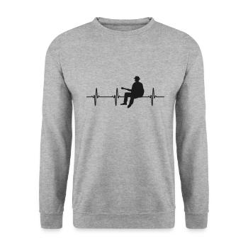 Blues guitar guitarist musician heart rate - Unisex Sweatshirt - salt & pepper - Front - Alina (178cm) & Michal (187cm)