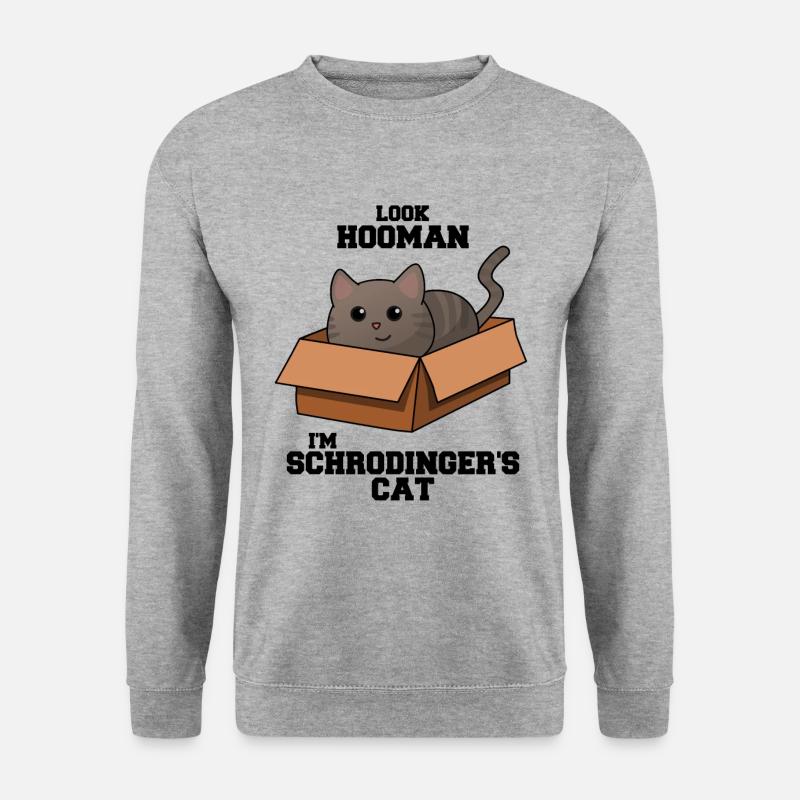 Schrödingers Katze Lustig Geschenk - Unisex Pullover - Weißgrau meliert