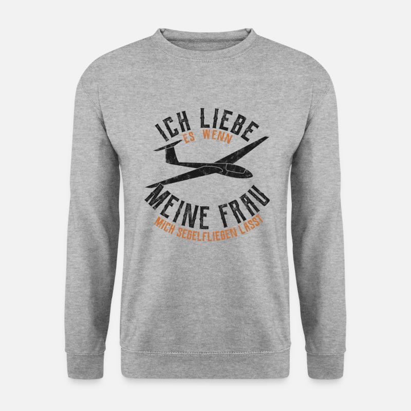 Segelflugzeug Segelflieger Segelflug Geschenk - Unisex Pullover - Weißgrau meliert