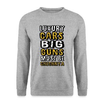 Chechnya Lifestyle. Chechen Dreams - Unisex Pullover - Weißgrau meliert - Vorne - Alina (178cm) & Michal (187cm)