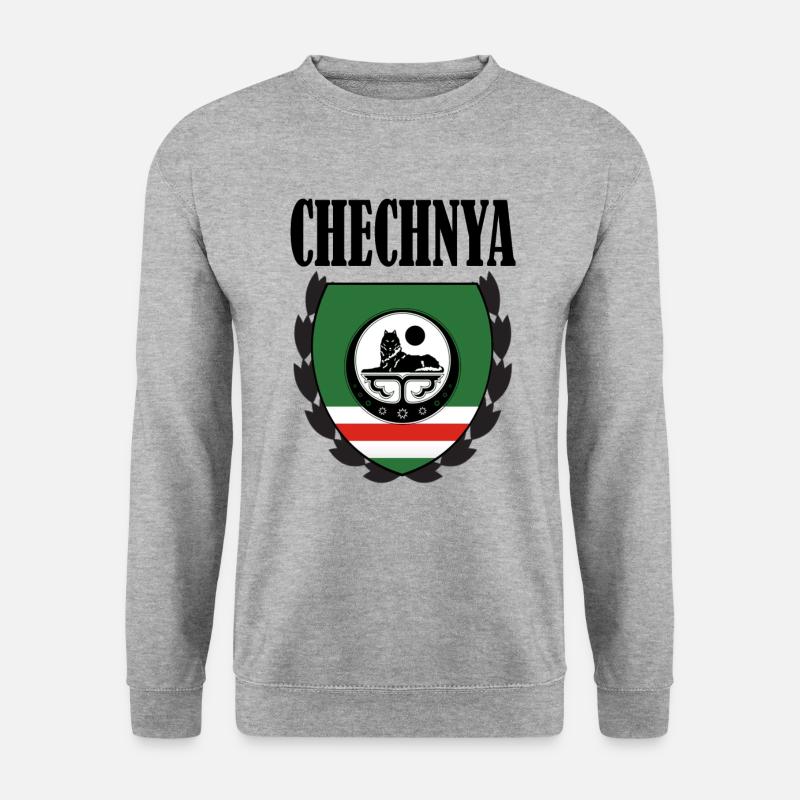 Cool Chechen Flag, Chechnya Holiday, Proud Chechen - Unisex Pullover - Weißgrau meliert