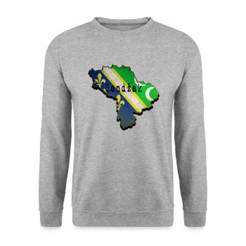 Sandzak Map, Sandzak Flag, Sandzak - Unisex Pullover - Weißgrau meliert - Vorne - Alina (178cm) & Michal (187cm)