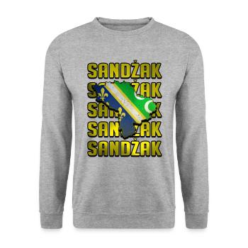 Sandzak Map, Sandzak Flag, Sandzak - Unisex Sweatshirt - salt & pepper - Front - Alina (178cm) & Michal (187cm)