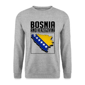Bosnia And Herzegovina, Bosnian Map, Bosnia Flag - Unisex Pullover - Weißgrau meliert - Vorne - Alina (178cm) & Michal (187cm)