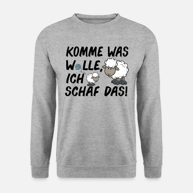 Komme Was Wolle Ich Schaf Das lustige Schäfer - Unisex Pullover - Weißgrau meliert