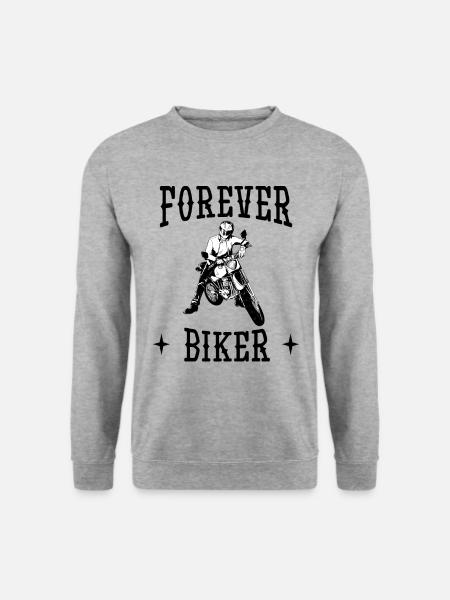 Forever Biker Motorrad Motorradfahrer Spruch - Unisex Pullover - Weißgrau meliert