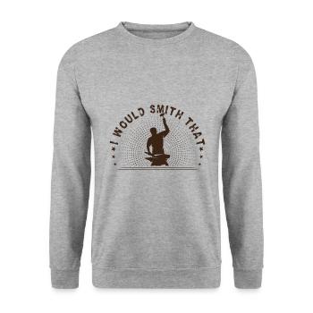 Metalsmith I Would Smith That Funny Blacksmith - Unisex Pullover - Weißgrau meliert - Vorne - Alina (178cm) & Michal (187cm)