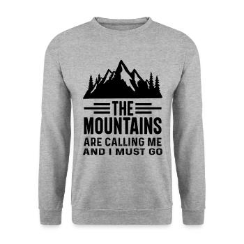 The Mountains are Calling and I must Go - Unisex Sweatshirt - salt & pepper - Front - Alina (178cm) & Michal (187cm)