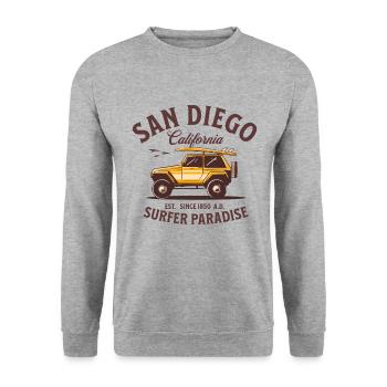 San Diego California Surfer Paradise - Unisex Sweatshirt - salt & pepper - Front - Alina (178cm) & Michal (187cm)