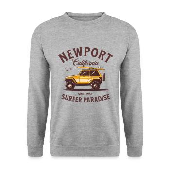 Newport California Surfer Paradise - Unisex Sweatshirt - salt & pepper - Front - Alina (178cm) & Michal (187cm)
