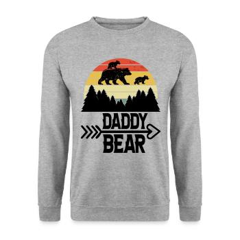 Daddy Bear climb the Mountain in Forest der Bär - Unisex Pullover - Weißgrau meliert - Vorne - Alina (178cm) & Michal (187cm)