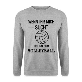 Wenn Ihr mich sucht ich bin beim Volleyball - Unisex Pullover - Weißgrau meliert - Vorne - Alina (178cm) & Michal (187cm)